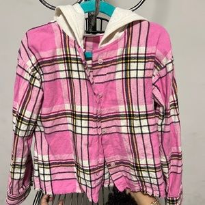 Flannel plaid hoodie shirt